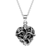 Sterling Silver Bird Heart Small Locket Necklace. P3527.