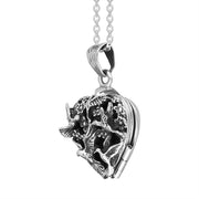 Sterling Silver Bird Heart Small Locket Necklace