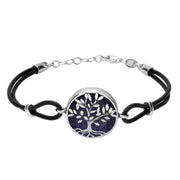 Sterling Silver Blue Goldstone Cord Round Large Leaves Tree Of Life Bracelet, B1141