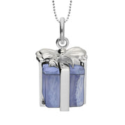 Sterling Silver Blue Lace Agate Christmas Present Necklace, P2985