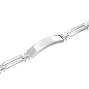Sterling Silver Double Bar Link Identity Bracelet, 0007BR223.