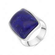 Sterling Silver Lapis Lazuli Chunky Oblong Ring, R836.