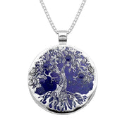 Sterling Silver Lapis Lazuli Large Round Tree Of Life Necklace, P3353.