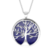 Sterling Silver Lapis Lazuli Large Round Tree of Life Necklace, P3418.