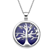 Sterling Silver Lapis Lazuli Medium Round Tree of Life Necklace, P3441.
