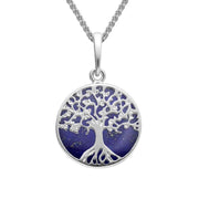 Sterling Silver Lapis Lazuli Small Round Tree Of Life Necklace, P3339.