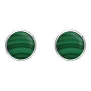 Sterling Silver Malachite 8mm Classic Large Round Stud Earrings, E004