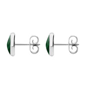 Sterling Silver Malachite 8mm Classic Large Round Stud Earrings, E004
