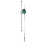 Sterling Silver Malachite Lineaire Round Stone Adjustable Necklace. N1136_2