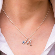 Sterling Silver Moonstone Love Letters Initial E Necklace, P3452C.