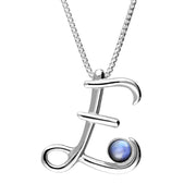 Sterling Silver Moonstone Love Letters Initial E Necklace, P3452C.