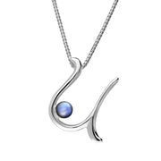 Sterling Silver Moonstone Love Letters Initial U Necklace, P3468C.