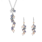 Sterling Silver Multicoloured Pearl Bead Drop Piece Set, S118.
