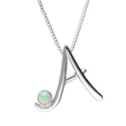 Sterling Silver Opal Love Letters Initial A Necklace, P3448.