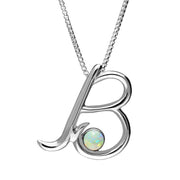 Sterling Silver Opal Love Letters Initial B Necklace, P3449.