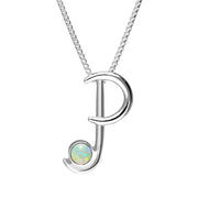 Sterling Silver Opal Love Letters Initial P Necklace, P3463.