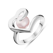 Sterling Silver Pearl Twisted Open Heart Ring R929