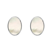 Sterling Silver White Mother of Pearl 7 x 5mm Classic Small Oval Stud Earrings, E005