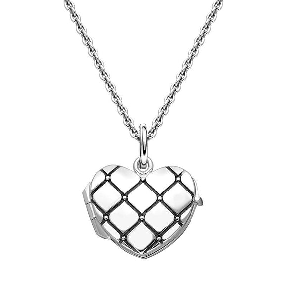 Sterling Silver Quilted Heart Keepsake Locket P2633