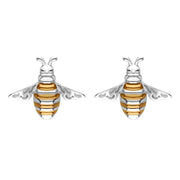 Sterling Silver Rose Gold Plated Bee Stud Earrings, E2577.