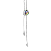 Sterling Silver Spectrolite Lineaire Round Stone Adjustable Necklace. N1136_2