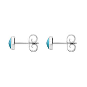 Sterling Silver Turquoise 5mm Classic Small Round Stud Earrings, E002.