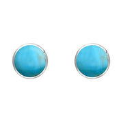 Sterling Silver Turquoise 5mm Classic Small Round Stud Earrings, E002.