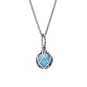 Sterling Silver Turquoise Emma Stothard Silver Darling 8mm Float Charm Necklace, P3585.