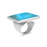 Sterling Silver Turquoise Large Square Ring, R605_2