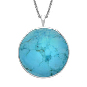 Sterling Silver Turquoise Round Classic Large Necklace, P1800.