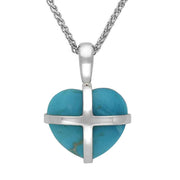Sterling Silver Turquoise Small Cross Heart Necklace P1544