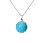 Sterling Silver Turquoise Zodiac Aquarius Round Necklace, P3598_2