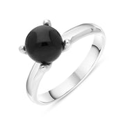 Sterling Silver Whitby Jet 8mm Round Bead Ring, R663