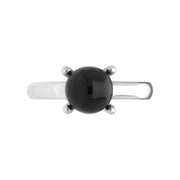 Sterling Silver Whitby Jet 8mm Round Bead Ring, R663_2