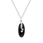 Sterling Silver Whitby Jet Cascading Hearts Necklace, P1682
