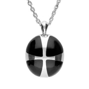 Sterling Silver Whitby Jet Cross Ball Two Piece Set