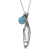 Sterling Silver Whitby Jet Emma Stothard Silver Darling Turquoise Float Charm Necklace, P3595.