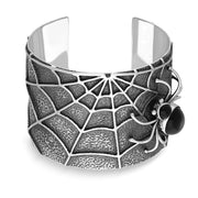 Sterling Silver Whitby Jet Gothic Spider Cuff Bangle. B1201 1_2