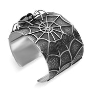 Sterling Silver Whitby Jet Gothic Spider Cuff Bangle. B1201