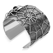 Sterling Silver Whitby Jet Gothic Spider Cuff Bangle. B1201 4_2