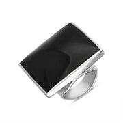 Sterling Silver Whitby Jet Large Square Ring, R605.