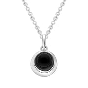 Sterling Silver Whitby Jet Round Stone Pendant, P2175