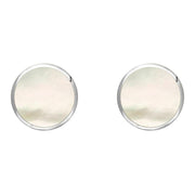 Sterling Silver White Mother of Pearl 8mm Classic Large Round Stud Earrings, e004