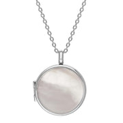 Sterling Silver White Mother of Pearl Medium Round Locket, P3550C.