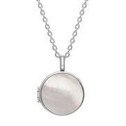 Sterling Silver White Mother of Pearl Small Round Locket, P3549C