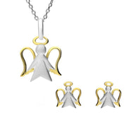 Sterling Silver Yellow Gold Angel Two Piece Set, S112.