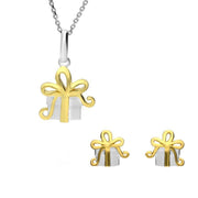 Sterling Silver Yellow Gold Present Two Piece Set, S139.