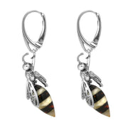 Sterling Silver Amber Body Bee Drop Earrings E2325