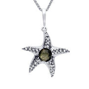 Sterling Silver Amber Cubic Zirconia Starfish Necklace P3171