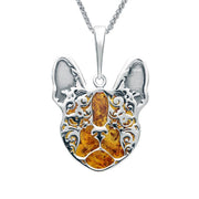 Sterling Silver Amber French Bulldog Necklace P3170